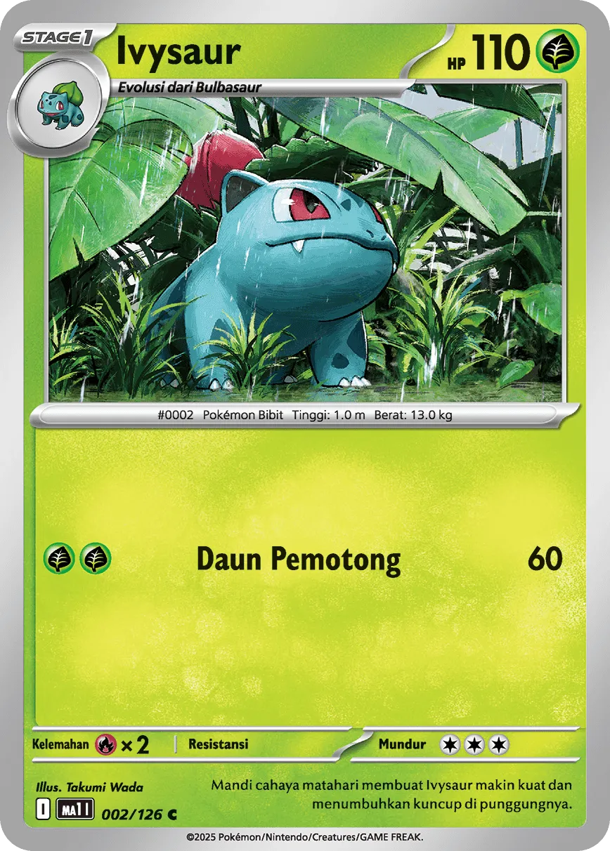 Ivysaur 002/184 — Evolusi Mega (Indonesian Pokémon TCG card)