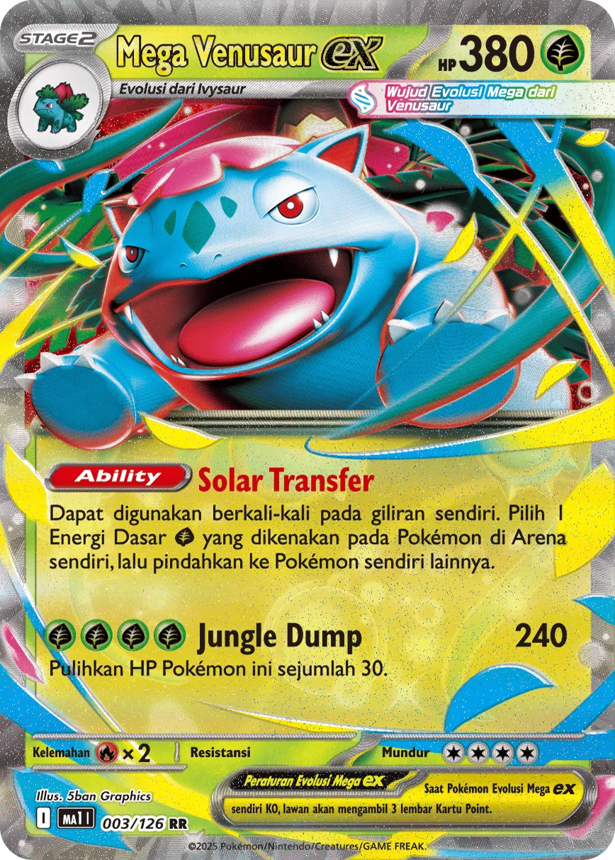 Mega Venusaur ex 003/184 — Evolusi Mega (Indonesian Pokémon TCG card)