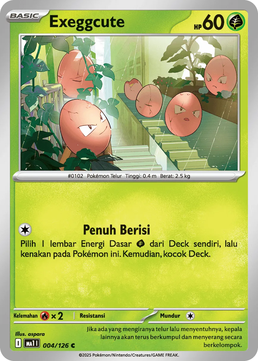 Exeggcute 004/184 — Evolusi Mega (Indonesian Pokémon TCG card)