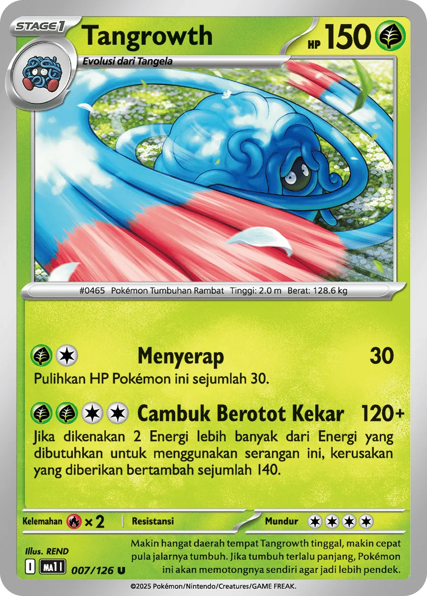 Tangrowth 007/184 — Evolusi Mega (Indonesian Pokémon TCG card)