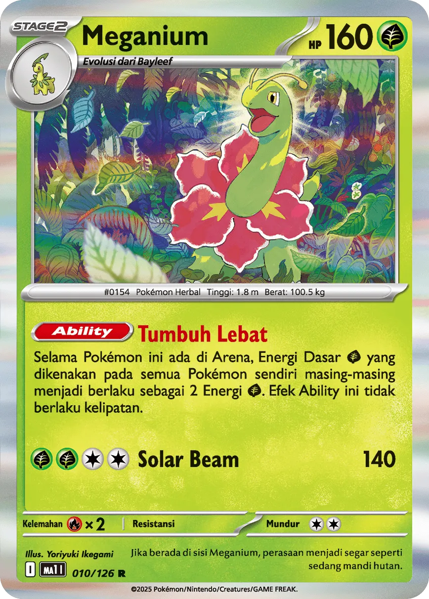 Meganium 010/184 — Evolusi Mega (Indonesian Pokémon TCG card)