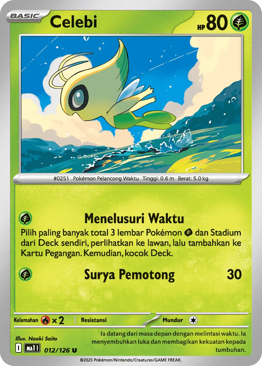 Celebi 012/184 — Evolusi Mega (Indonesian Pokémon TCG card)