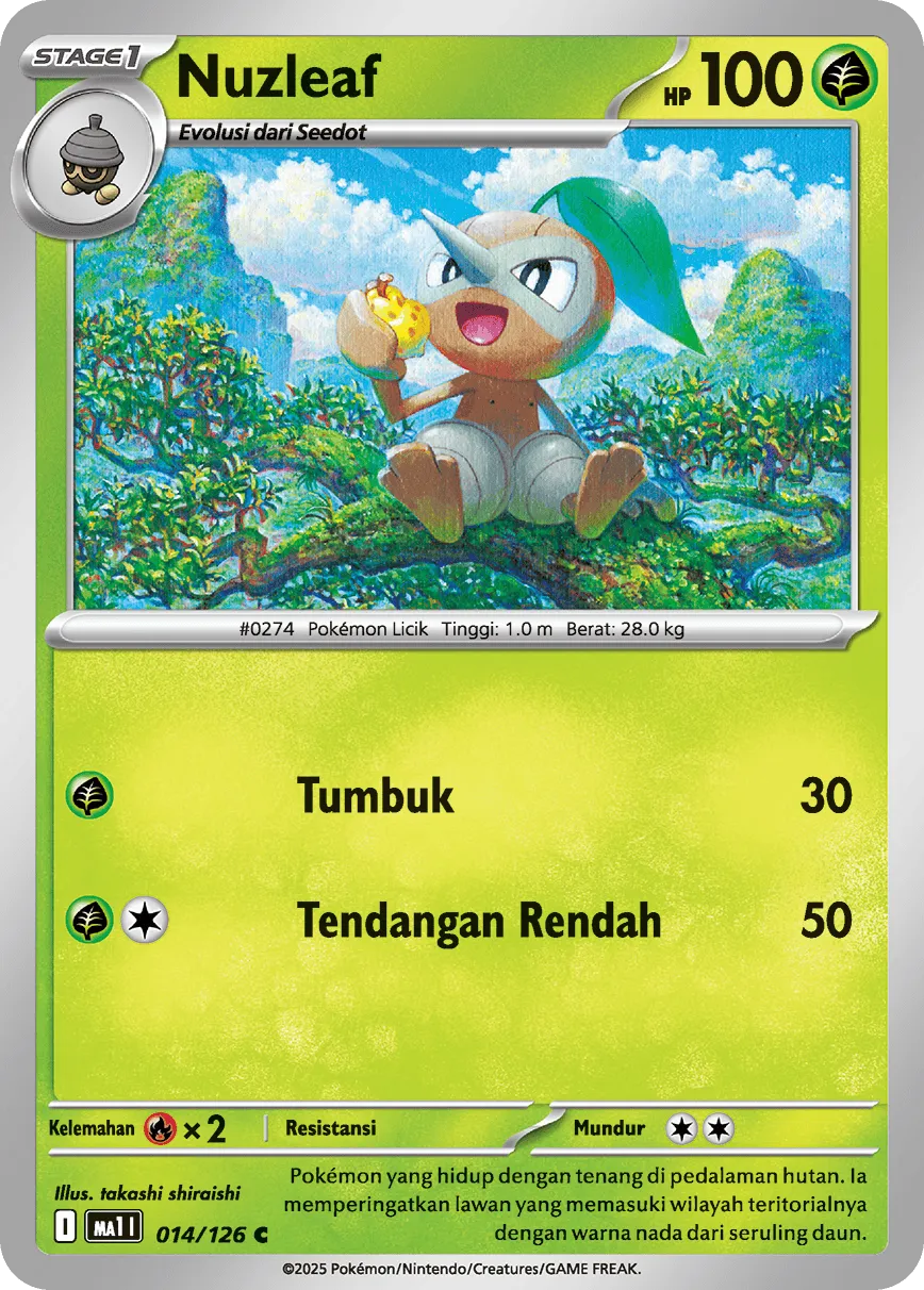 Nuzleaf 014/184 — Evolusi Mega (Indonesian Pokémon TCG card)