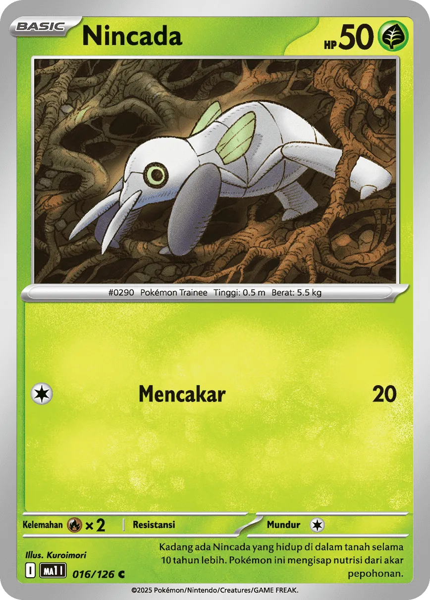 Nincada 016/184 — Evolusi Mega (Indonesian Pokémon TCG card)