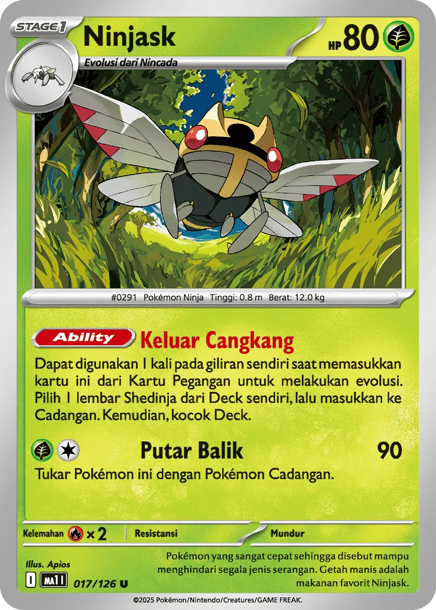 Ninjask 017/184 — Evolusi Mega (Indonesian Pokémon TCG card)
