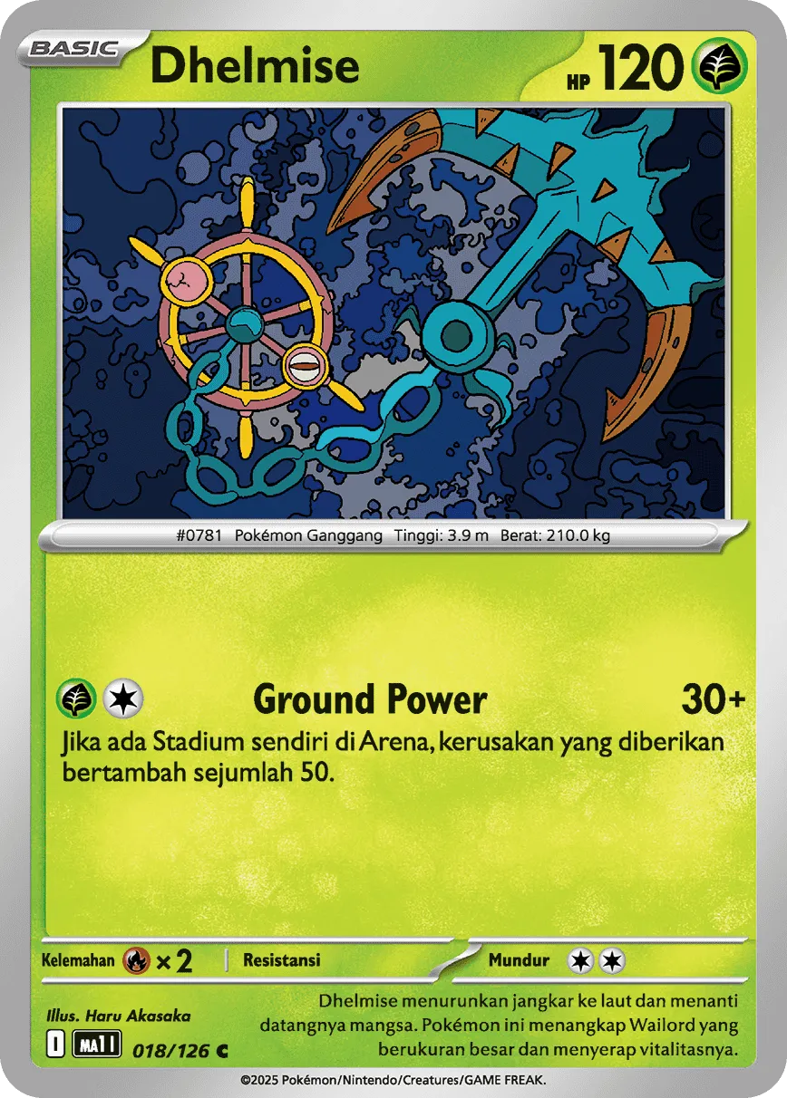 Dhelmise 018/184 — Evolusi Mega (Indonesian Pokémon TCG card)