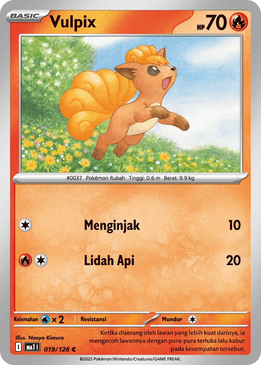 Vulpix 019/184 — Evolusi Mega (Indonesian Pokémon TCG card)