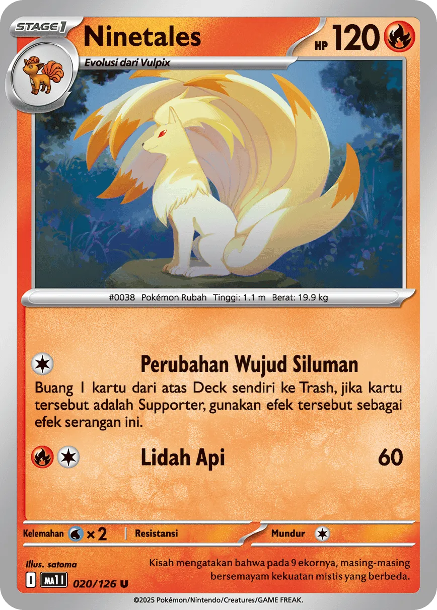 Ninetales 020/184 — Evolusi Mega (Indonesian Pokémon TCG card)