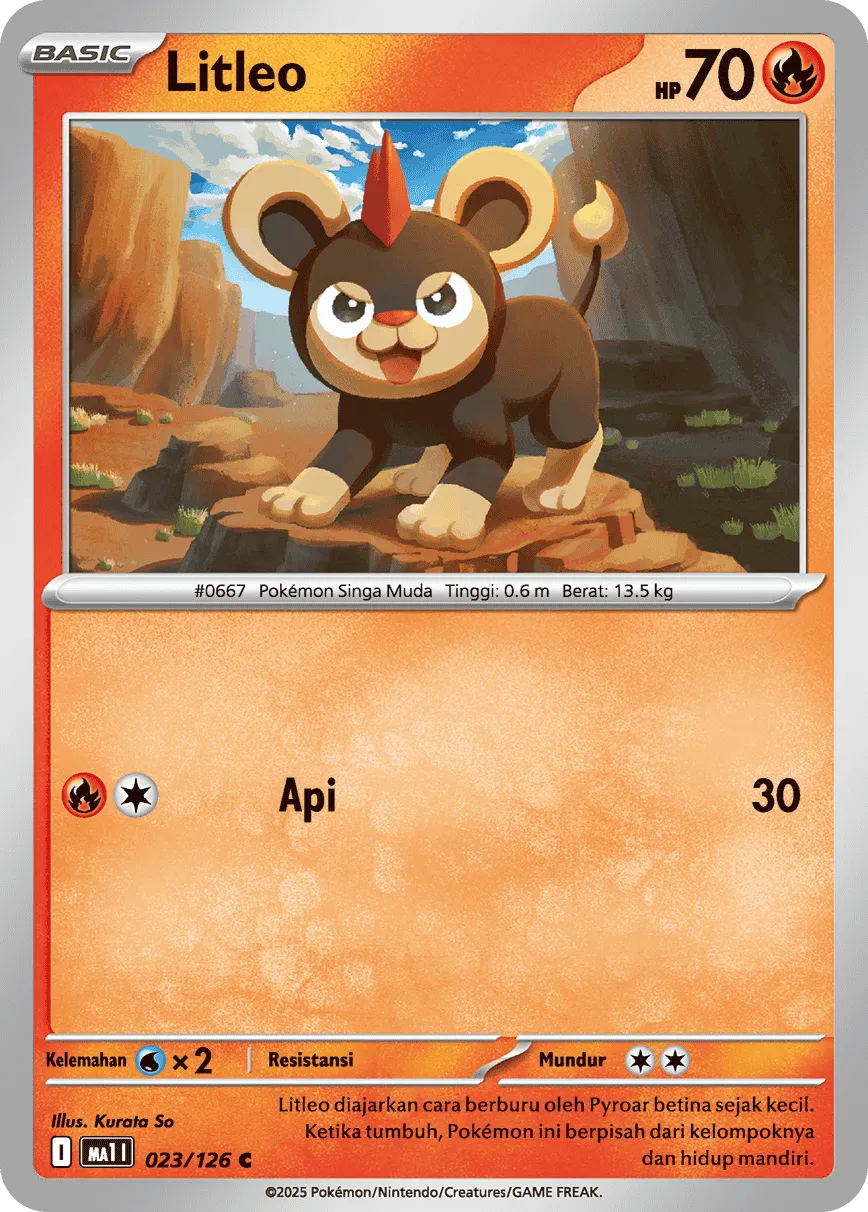 Litleo 023/184 — Evolusi Mega (Indonesian Pokémon TCG card)