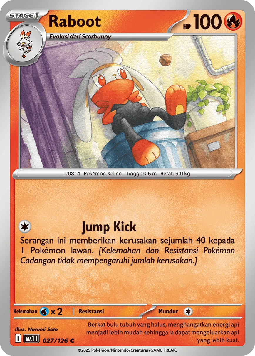 Raboot 027/184 — Evolusi Mega (Indonesian Pokémon TCG card)