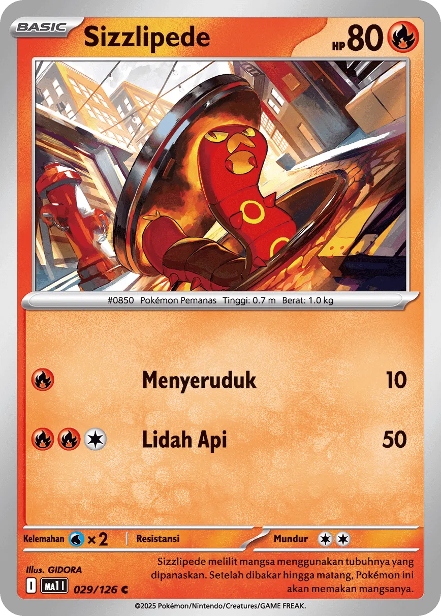 Sizzlipede 029/184 — Evolusi Mega (Indonesian Pokémon TCG card)