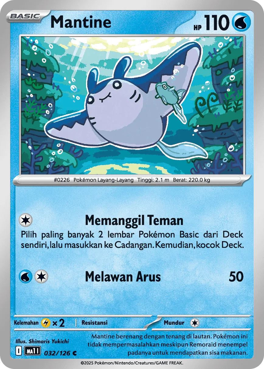 Mantine 032/184 — Evolusi Mega (Indonesian Pokémon TCG card)