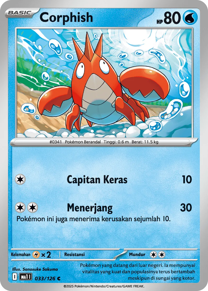 Corphish 033/184 — Evolusi Mega (Indonesian Pokémon TCG card)