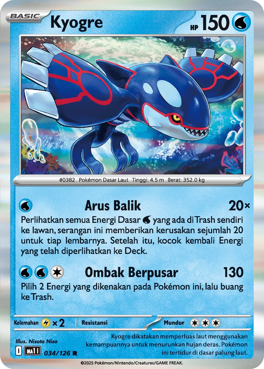 Kyogre 034/184 — Evolusi Mega (Indonesian Pokémon TCG card)