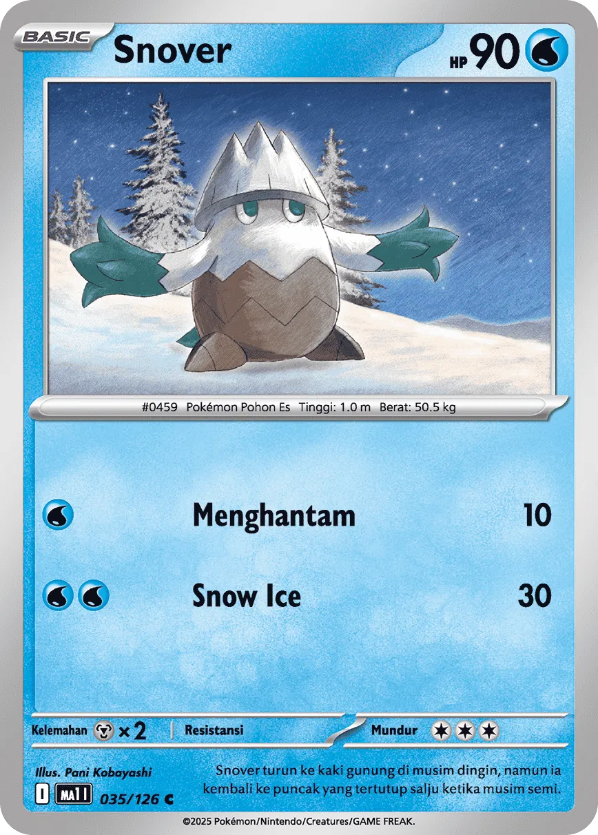 Snover 035/184 — Evolusi Mega (Indonesian Pokémon TCG card)