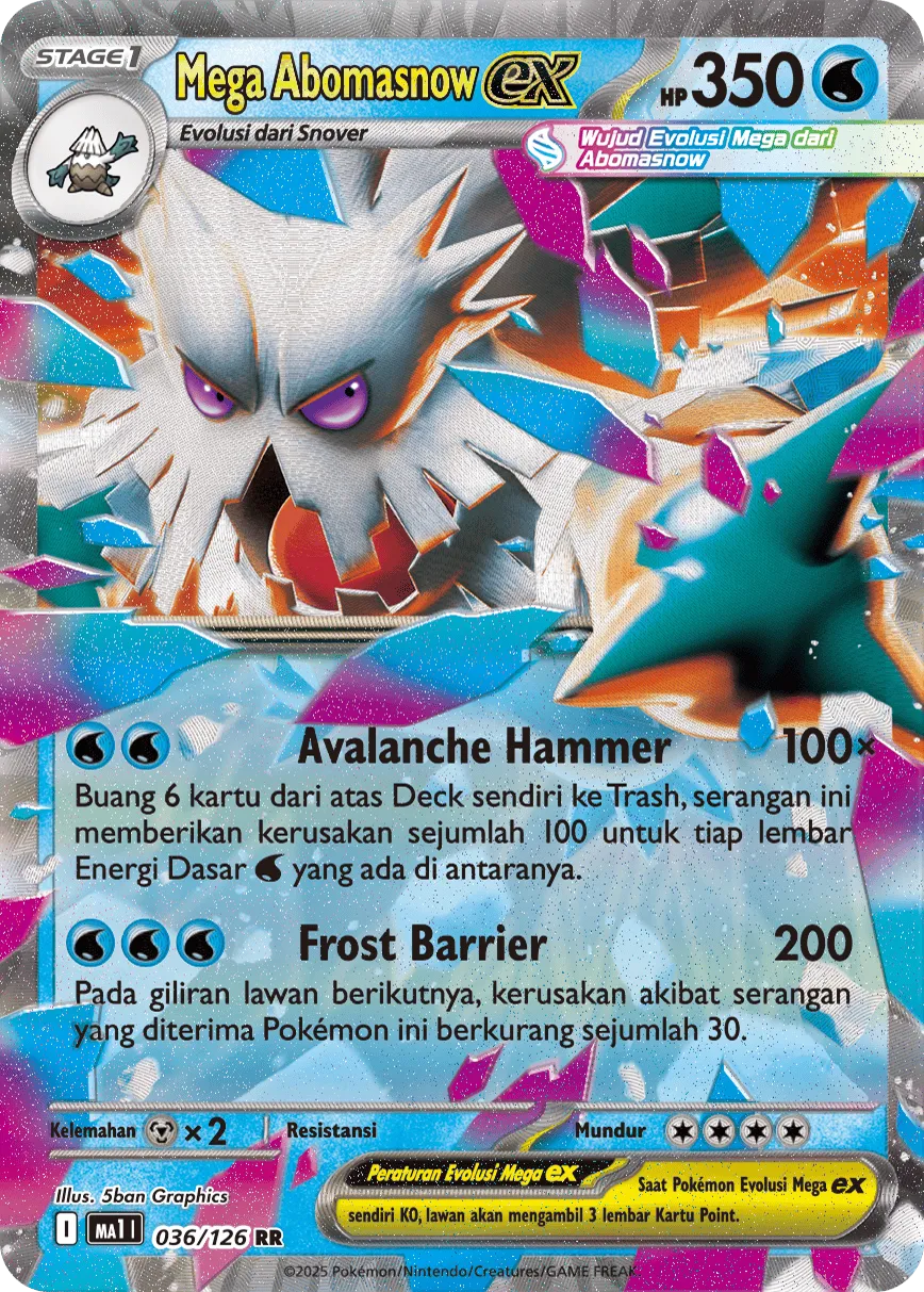 Mega Abomasnow ex 036/184 — Evolusi Mega (Indonesian Pokémon TCG card)