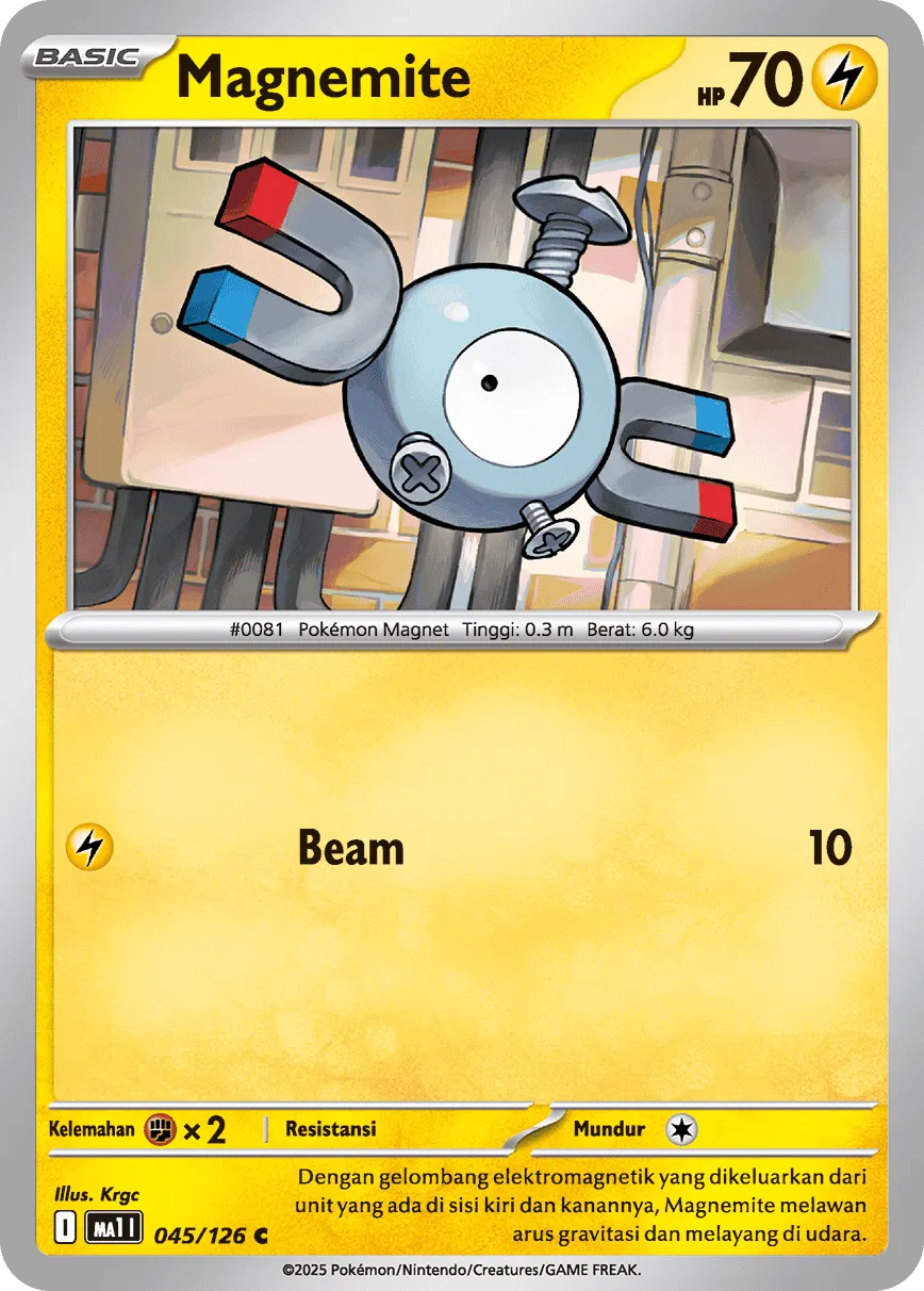 Magnemite 045/184 — Evolusi Mega (Indonesian Pokémon TCG card)