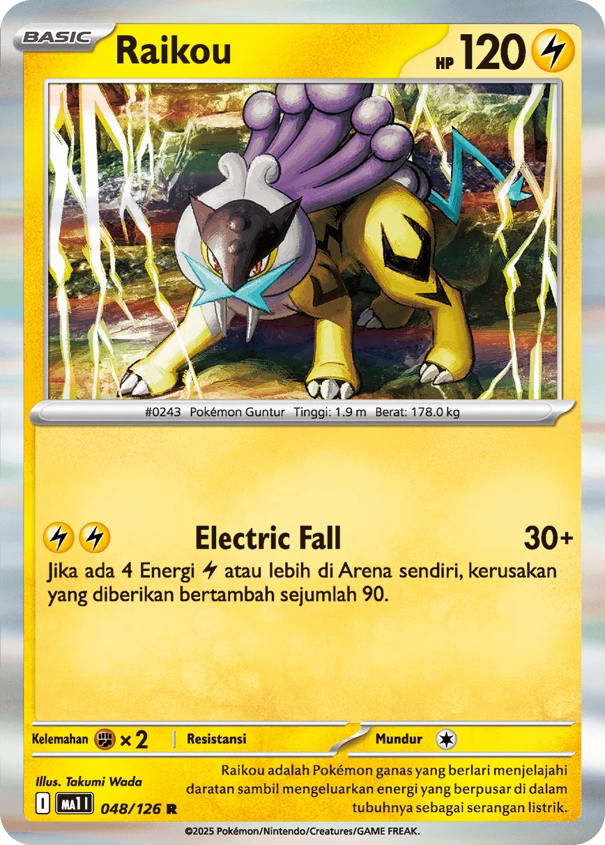 Raikou 048/184 — Evolusi Mega (Indonesian Pokémon TCG card)