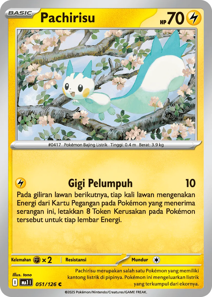 Pachirisu 051/184 — Evolusi Mega (Indonesian Pokémon TCG card)