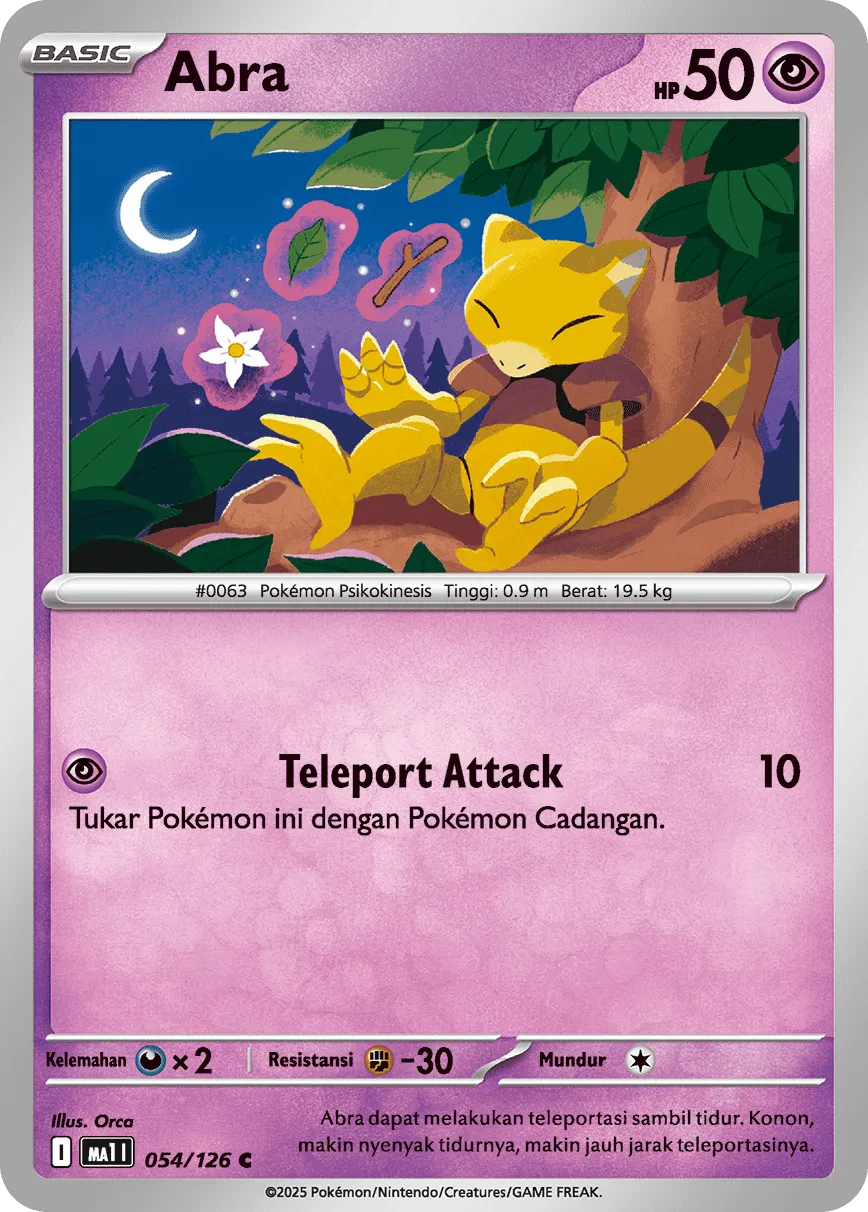 Abra 054/184 — Evolusi Mega (Indonesian Pokémon TCG card)