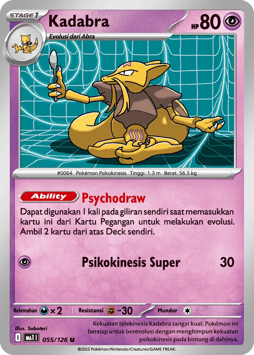 Kadabra 055/184 — Evolusi Mega (Indonesian Pokémon TCG card)