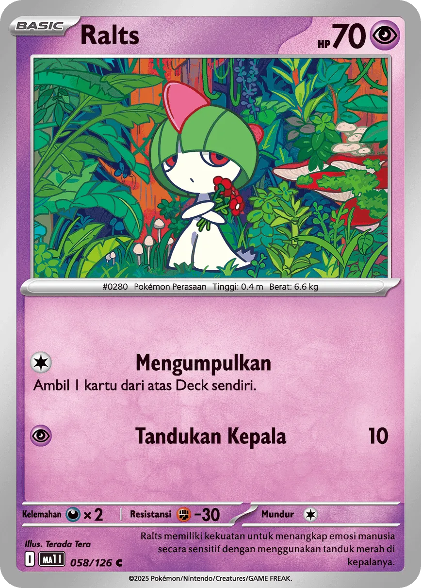 Ralts 058/184 — Evolusi Mega (Indonesian Pokémon TCG card)