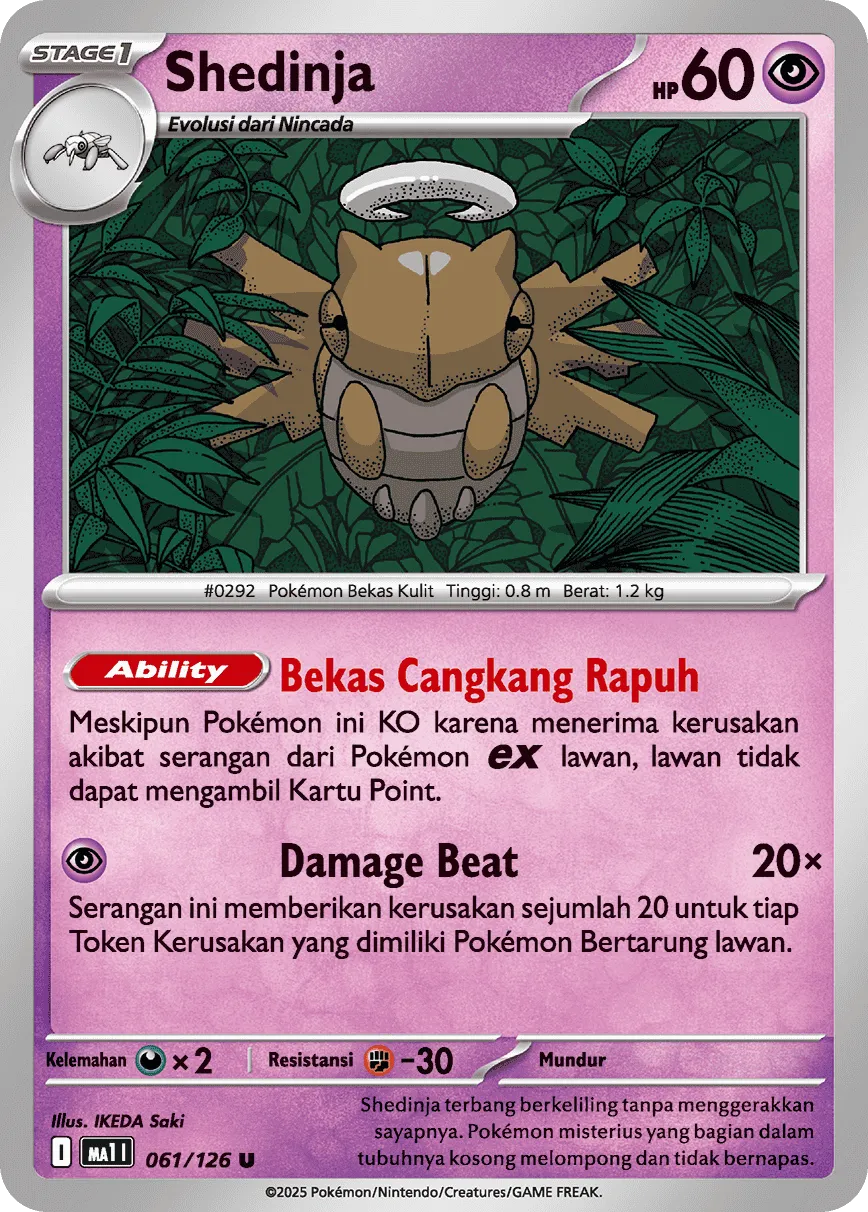 Shedinja 061/184 — Evolusi Mega (Indonesian Pokémon TCG card)
