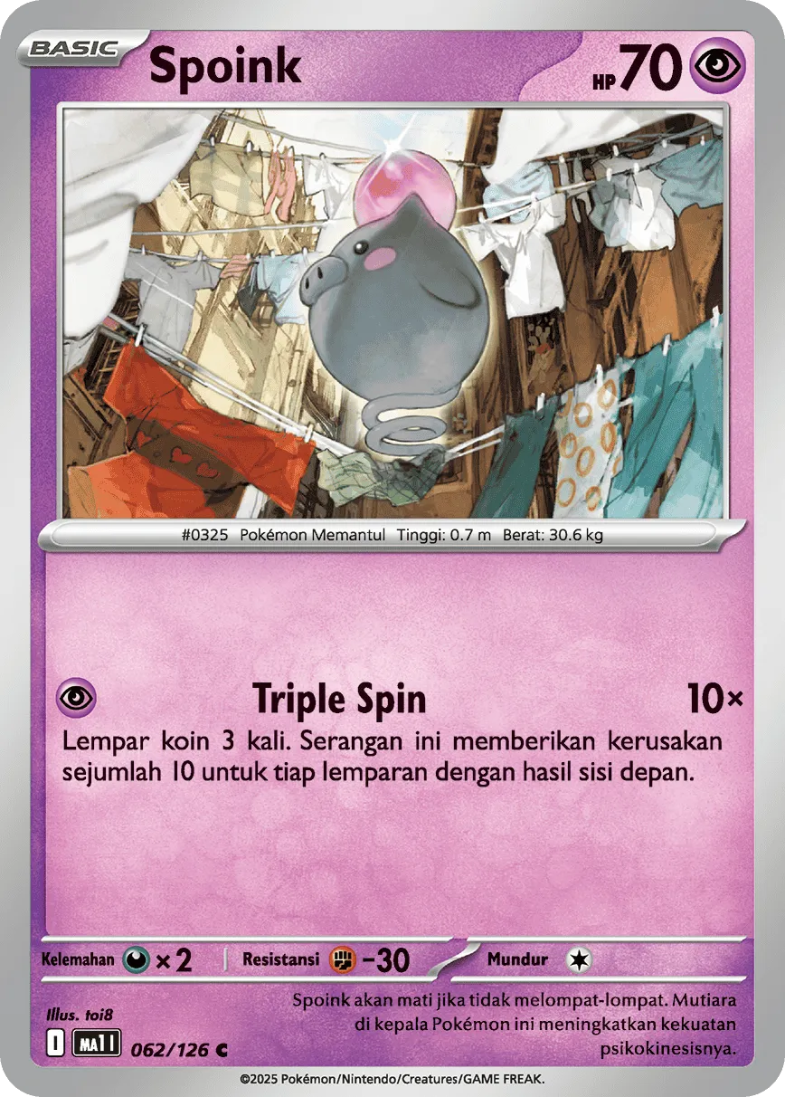 Spoink 062/184 — Evolusi Mega (Indonesian Pokémon TCG card)
