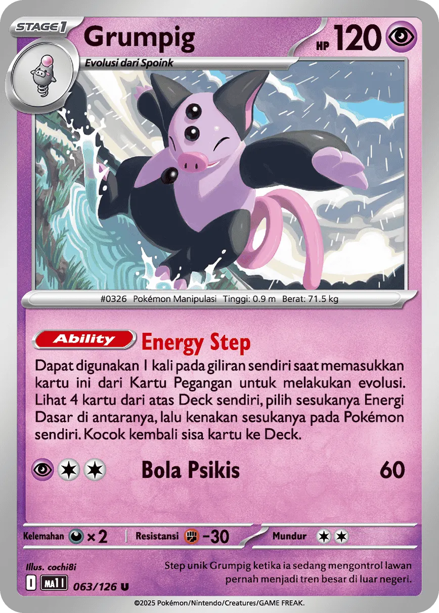 Grumpig 063/184 — Evolusi Mega (Indonesian Pokémon TCG card)