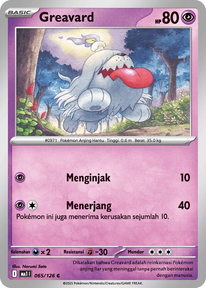 Greavard 065/184 — Evolusi Mega (Indonesian Pokémon TCG card)