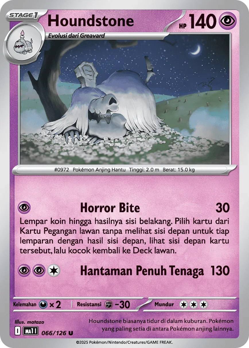 Houndstone 066/184 — Evolusi Mega (Indonesian Pokémon TCG card)