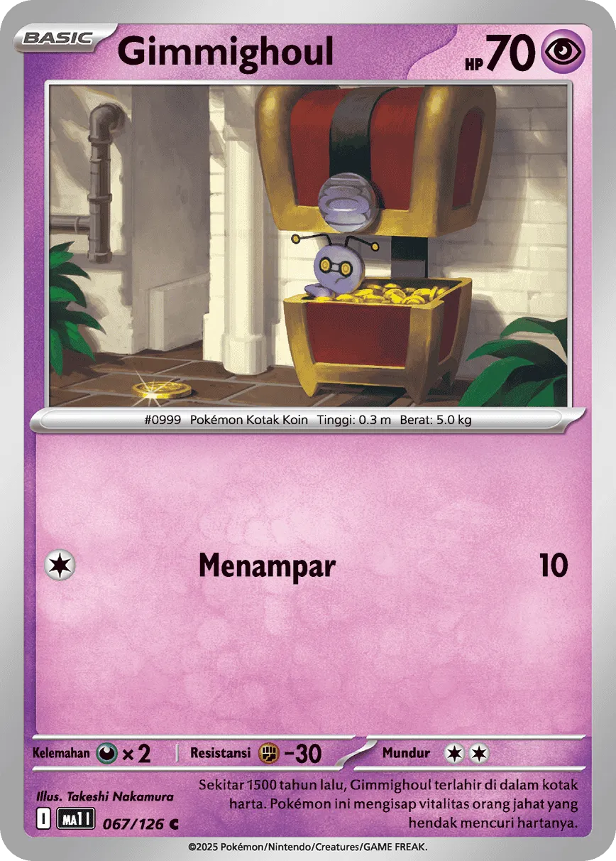 Gimmighoul 067/184 — Evolusi Mega (Indonesian Pokémon TCG card)