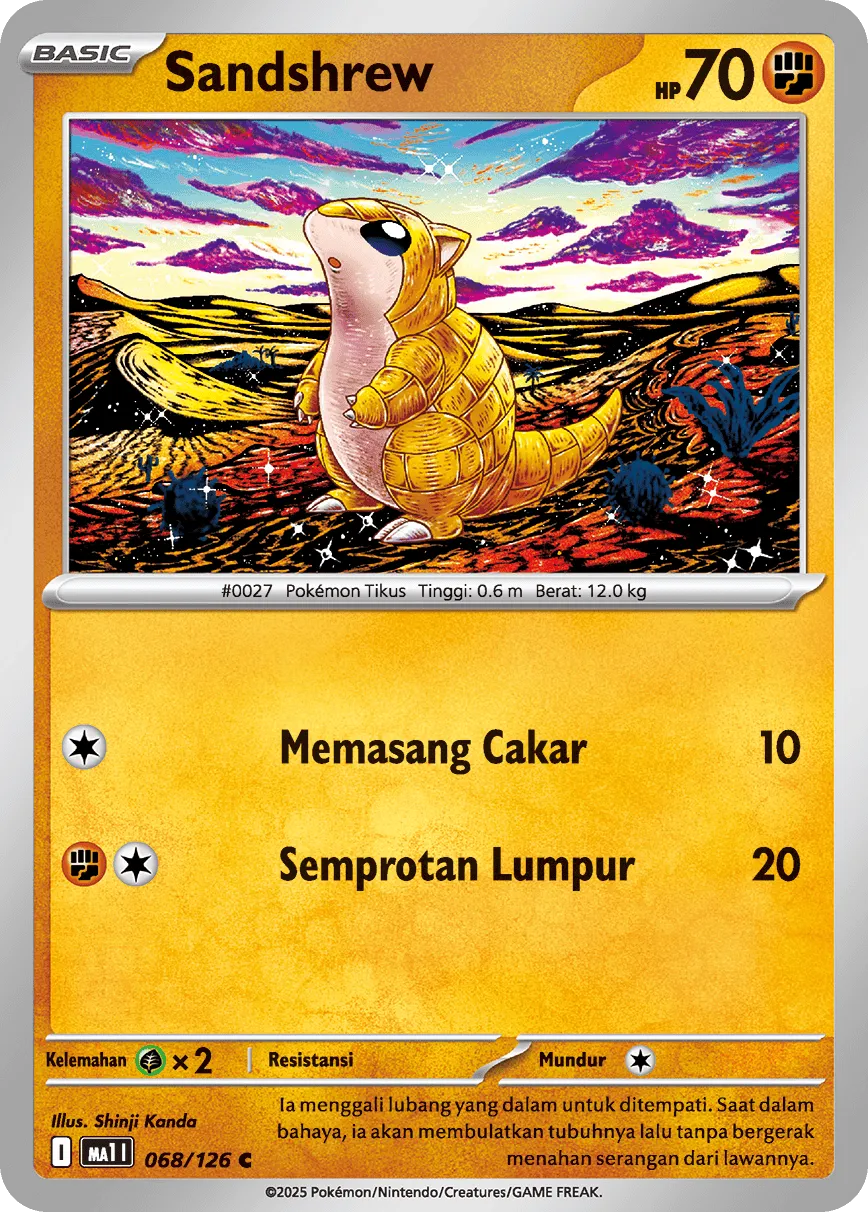 Sandshrew 068/184 — Evolusi Mega (Indonesian Pokémon TCG card)