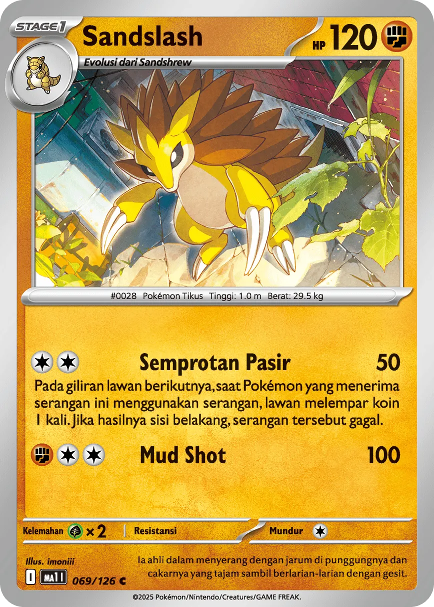 Sandslash 069/184 — Evolusi Mega (Indonesian Pokémon TCG card)