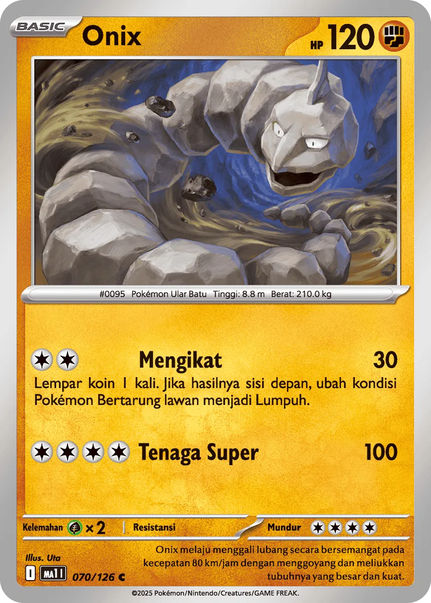 Onix 070/184 — Evolusi Mega (Indonesian Pokémon TCG card)