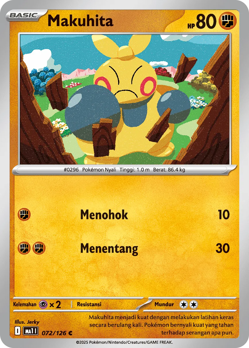 Makuhita 072/184 — Evolusi Mega (Indonesian Pokémon TCG card)