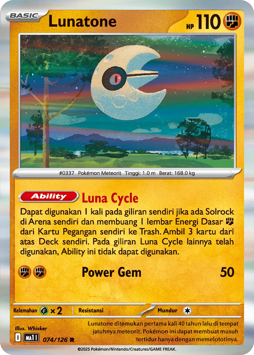 Lunatone 074/184 — Evolusi Mega (Indonesian Pokémon TCG card)