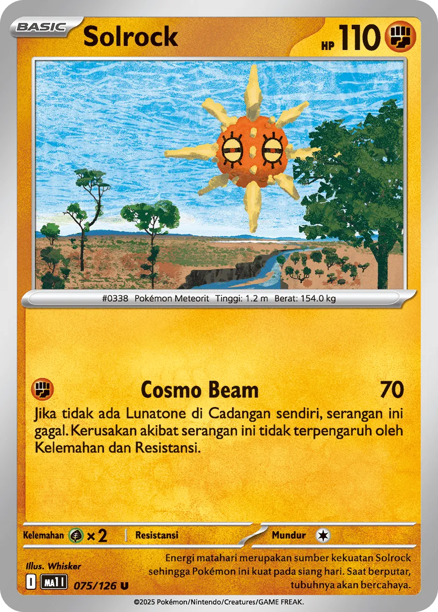 Solrock 075/184 — Evolusi Mega (Indonesian Pokémon TCG card)