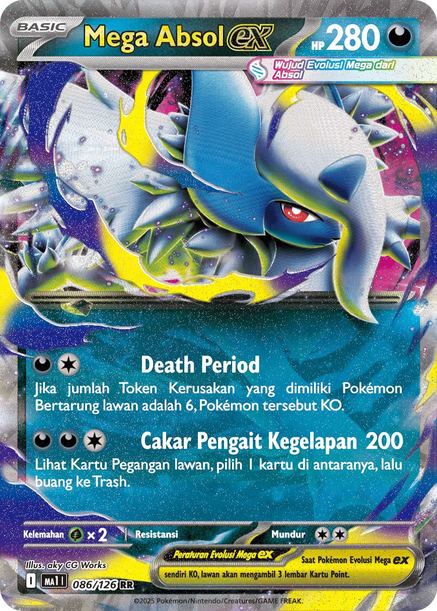 Mega Absol ex 086/184 — Evolusi Mega (Indonesian Pokémon TCG card)