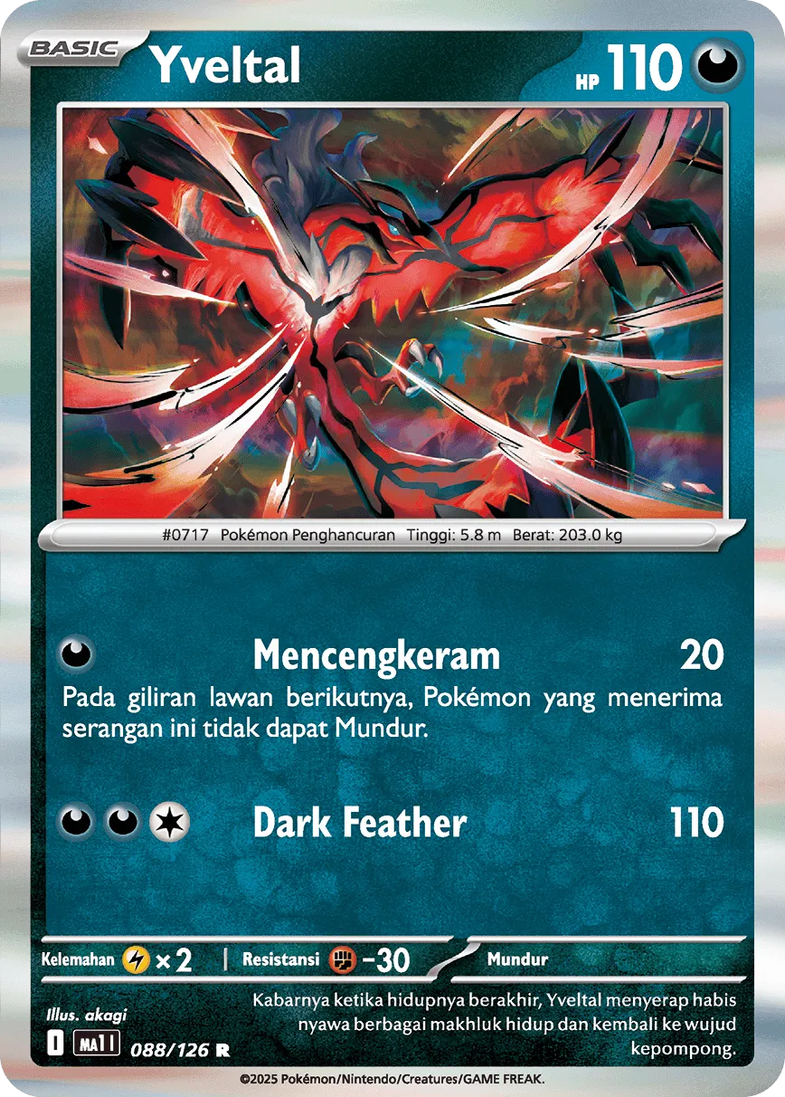 Yveltal 088/184 — Evolusi Mega (Indonesian Pokémon TCG card)
