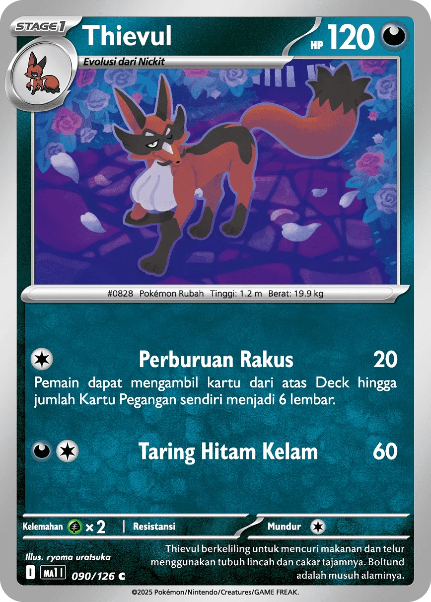 Thievul 090/184 — Evolusi Mega (Indonesian Pokémon TCG card)