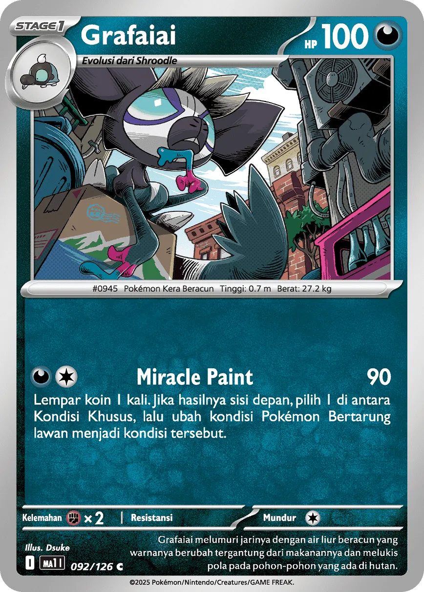 Grafaiai 092/184 — Evolusi Mega (Indonesian Pokémon TCG card)