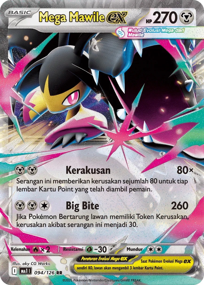 Mega Mawile ex 094/184 — Evolusi Mega (Indonesian Pokémon TCG card)