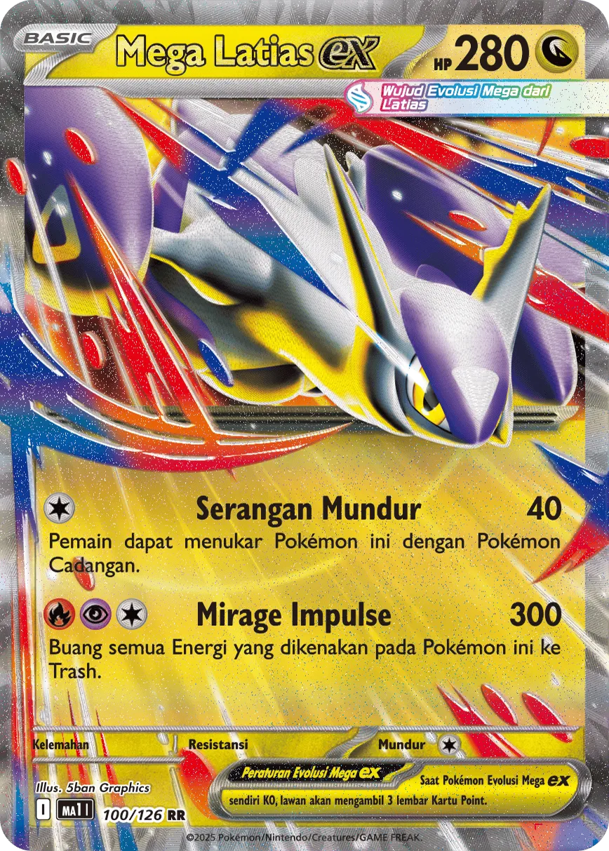 Mega Latias ex 100/184 — Evolusi Mega (Indonesian Pokémon TCG card)