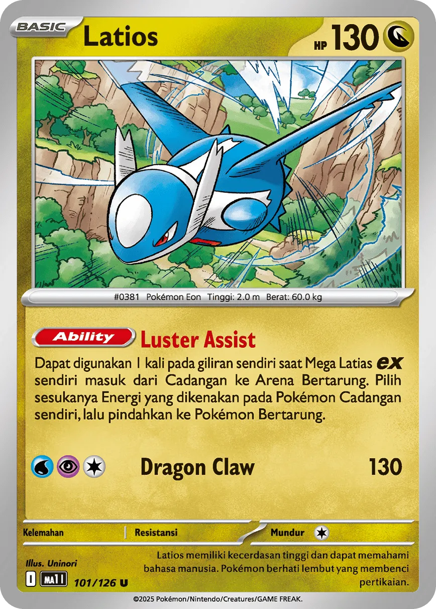 Latios 101/184 — Evolusi Mega (Indonesian Pokémon TCG card)