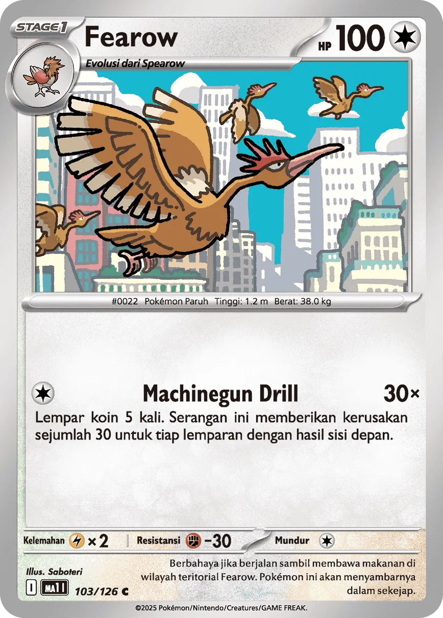 Fearow 103/184 — Evolusi Mega (Indonesian Pokémon TCG card)