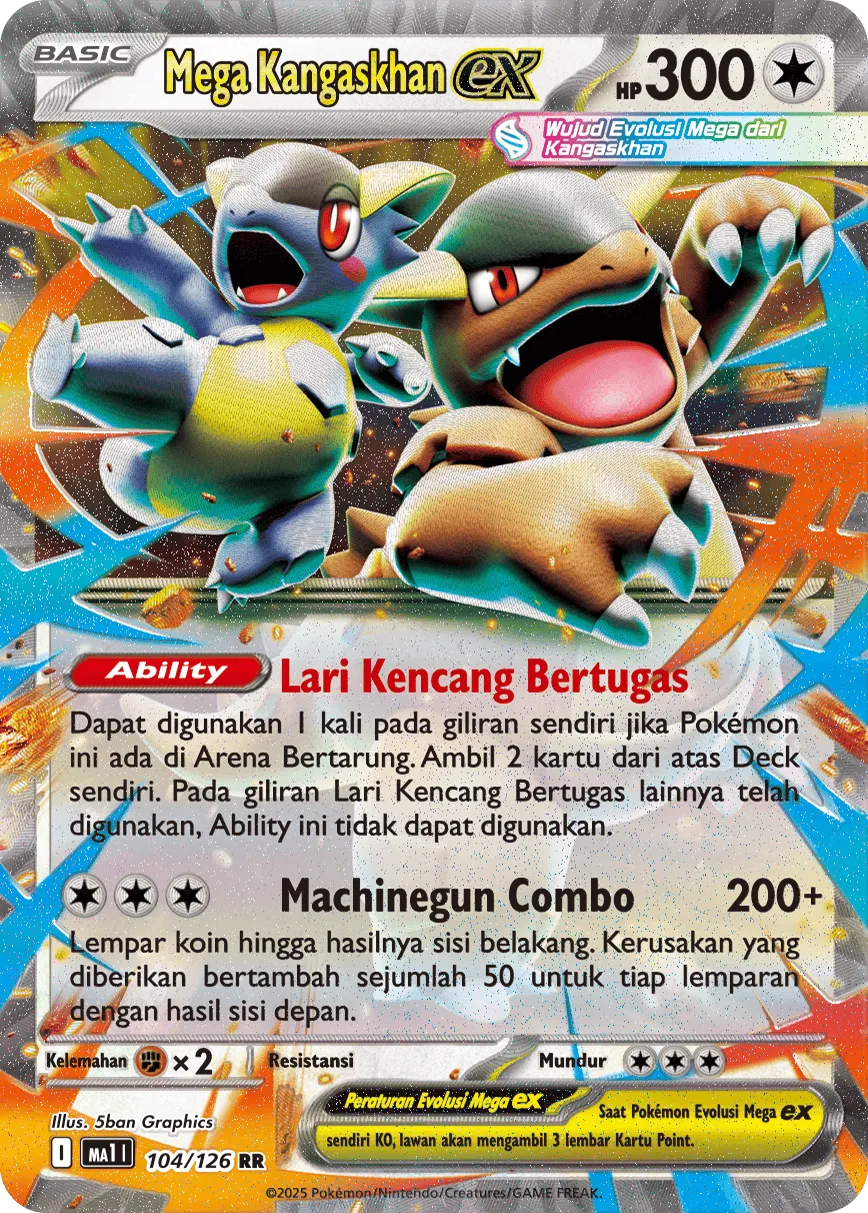Mega Kangaskhan ex 104/184 — Evolusi Mega (Indonesian Pokémon TCG card)