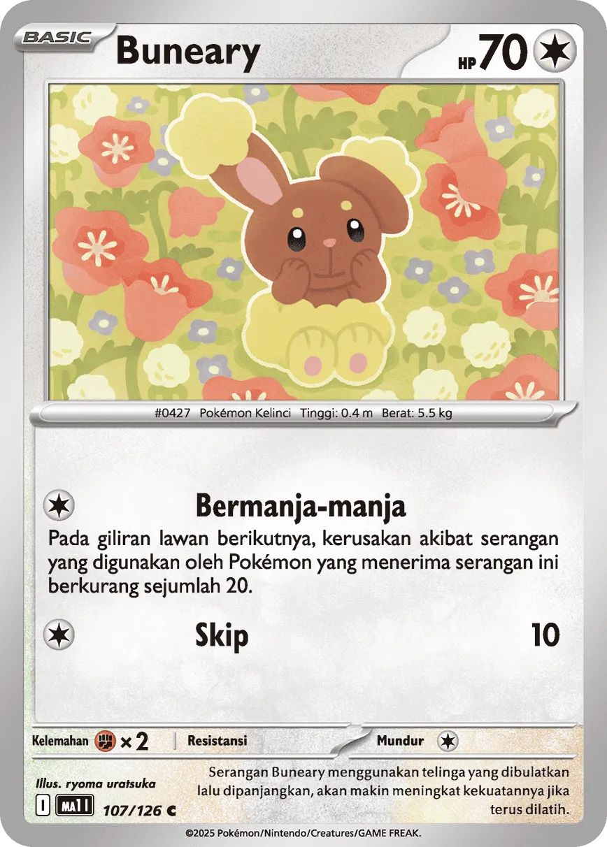 Buneary 107/184 — Evolusi Mega (Indonesian Pokémon TCG card)