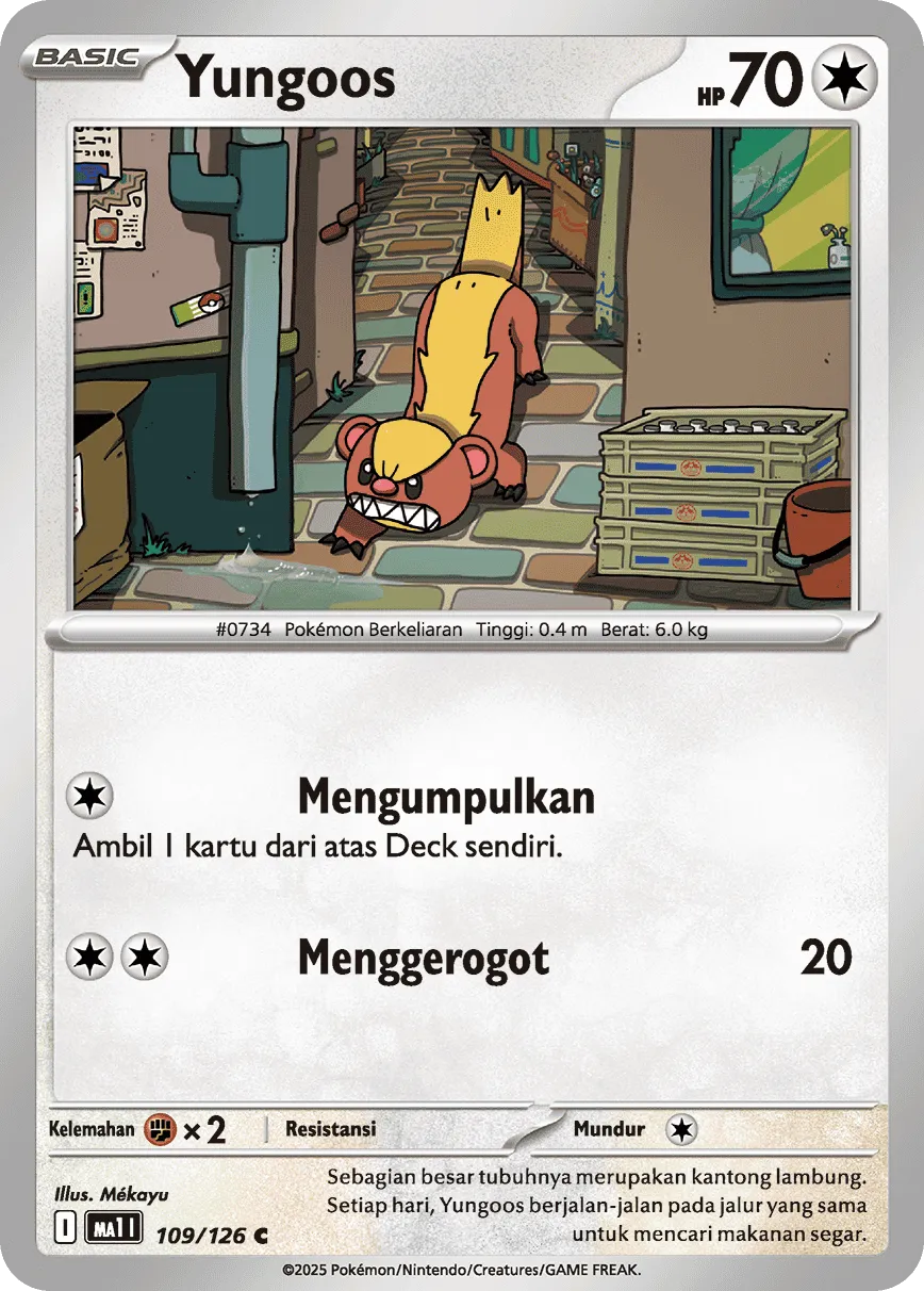 Yungoos 109/184 — Evolusi Mega (Indonesian Pokémon TCG card)
