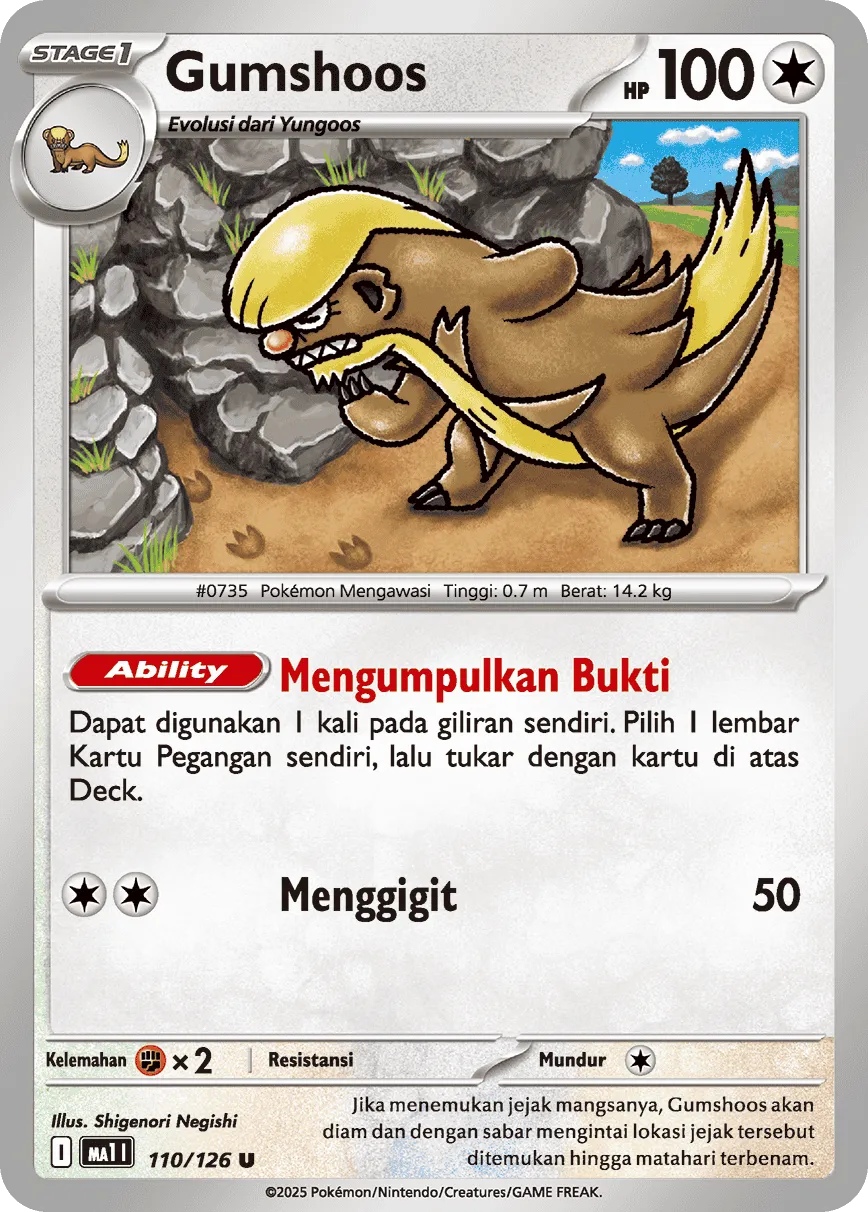 Gumshoos 110/184 — Evolusi Mega (Indonesian Pokémon TCG card)